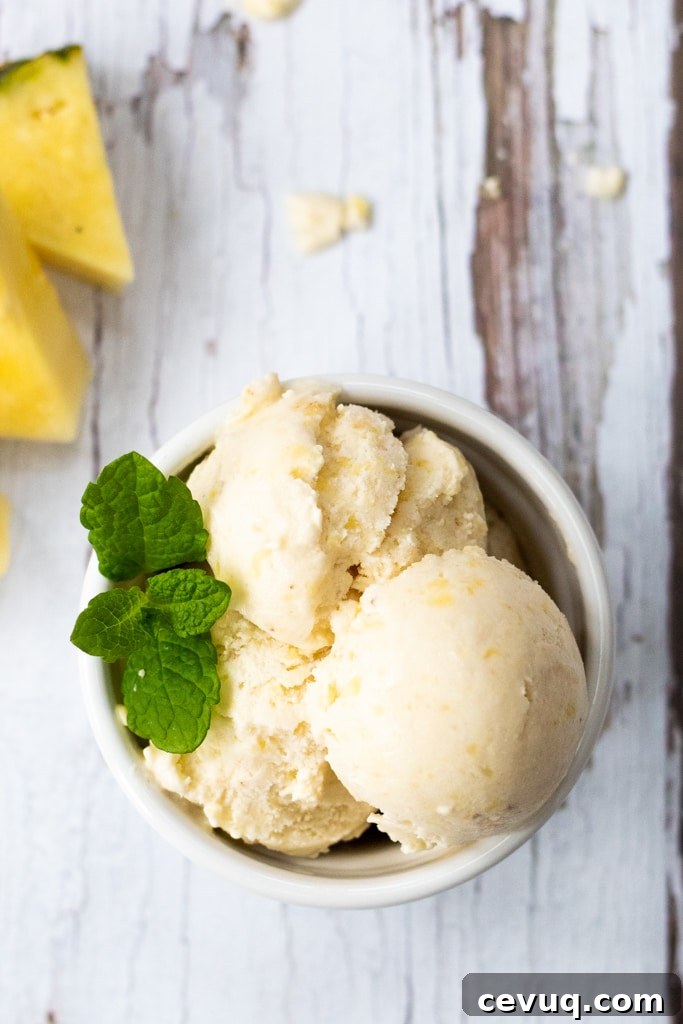 Pineapple banana coconut frozen dessert