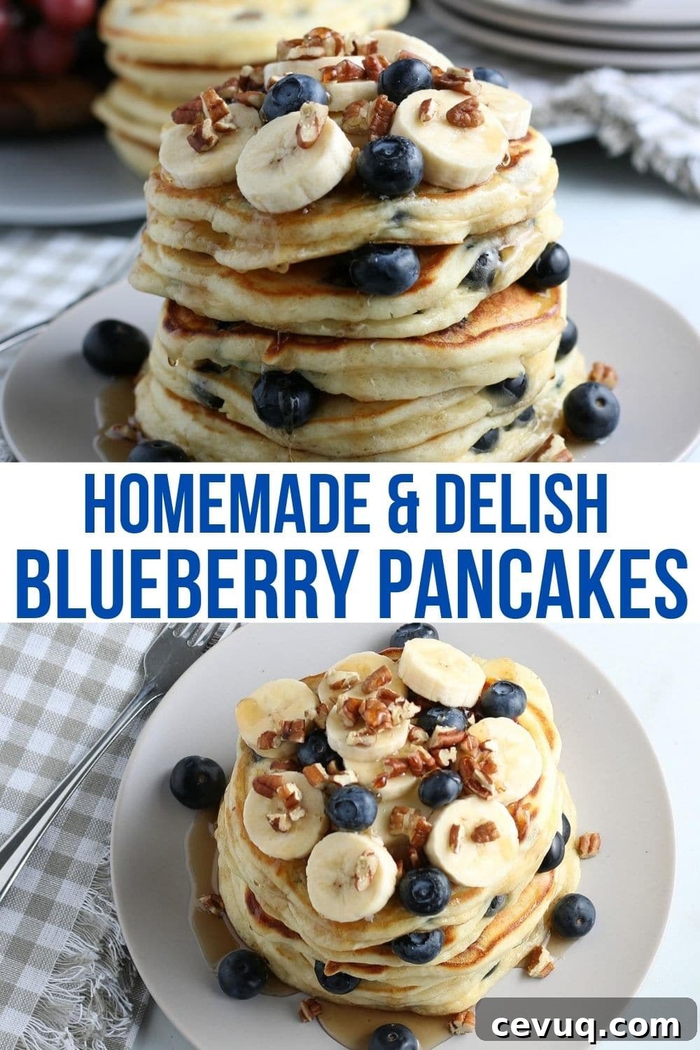 Collage of blueberry pancakes