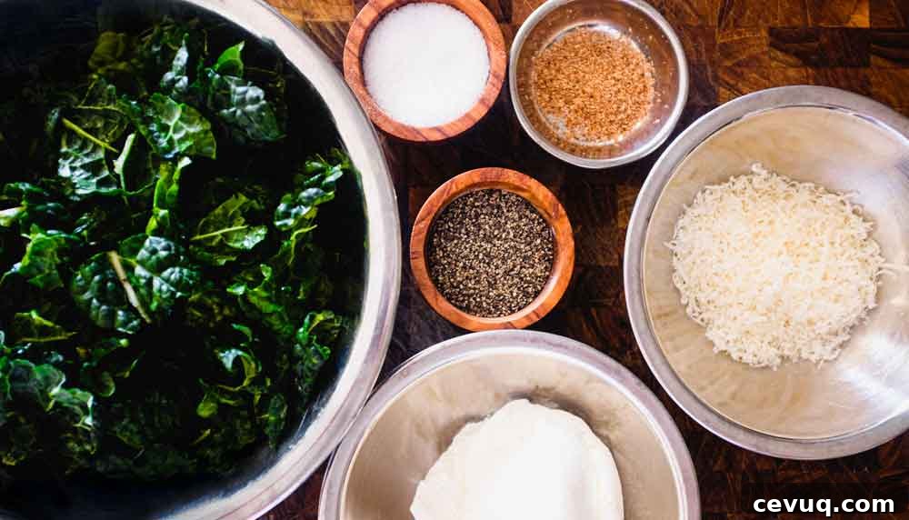 The ingredients for Mezzelune Pasta with Cavolo Nero & Ricotta - Cabbage, ricotta, cheese, salt & pepper and nutmeg