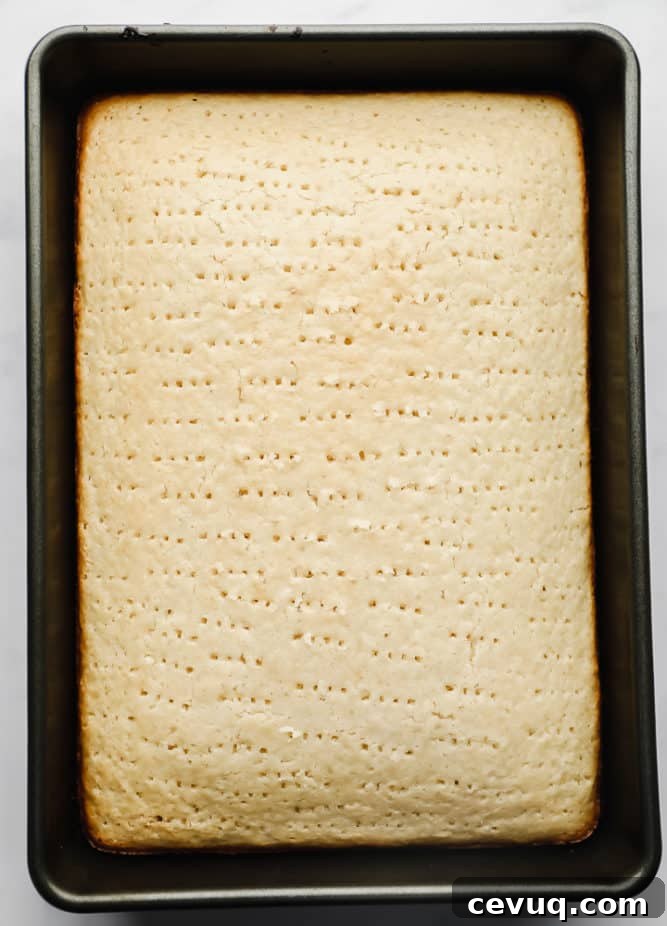 a cake with holes poked all over