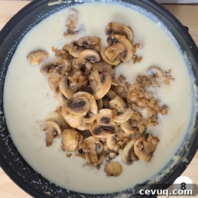 Creamy Mushroom Pasta Without Cream — Dairy-Free Recipe 11 browned mushrooms added back int skillet