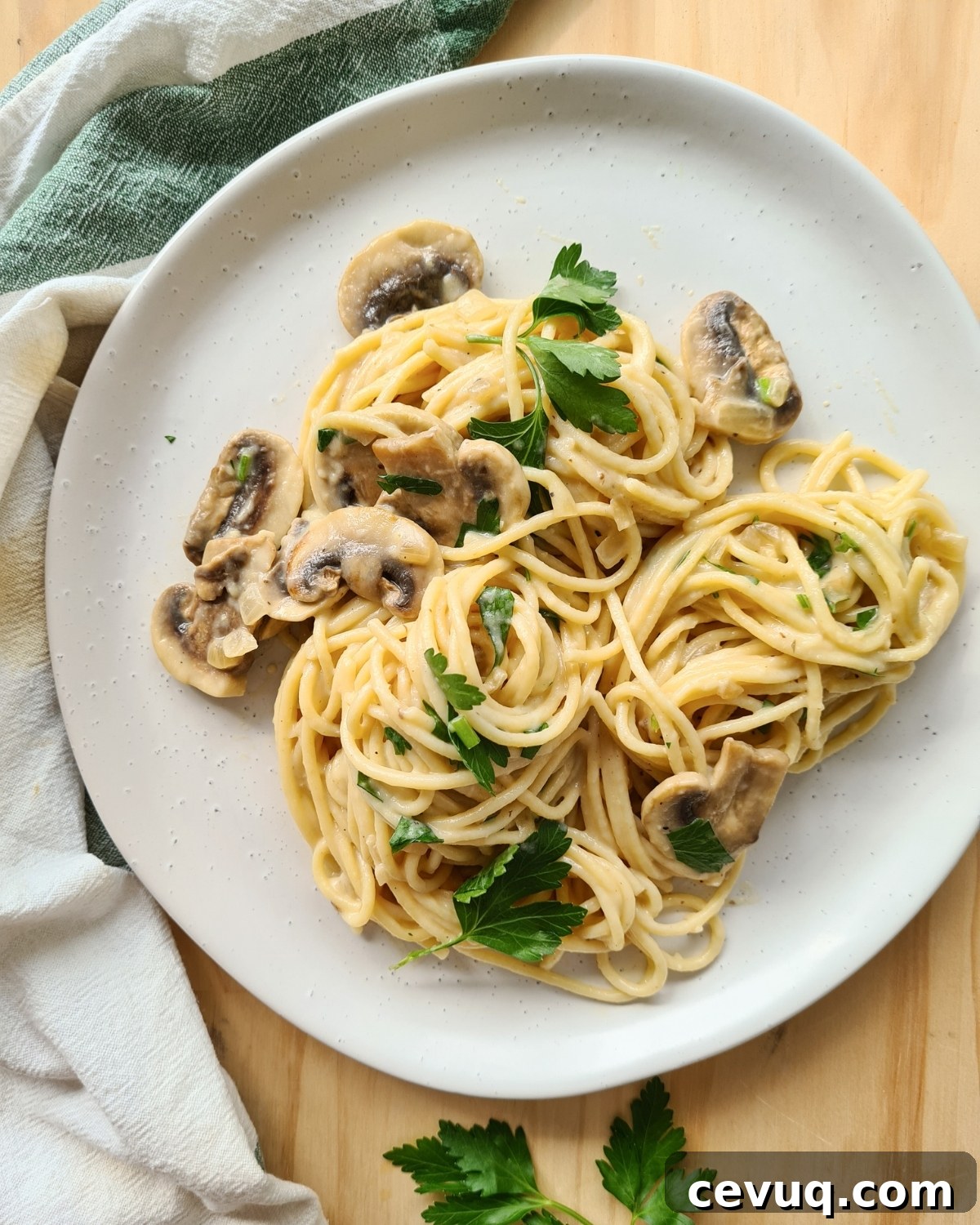 Creamy Mushroom Pasta Without Cream — Dairy-Free Recipe 16 A plate of creamy mushroom pasta