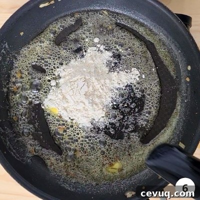 Creamy Mushroom Pasta Without Cream — Dairy-Free Recipe 9 flour added into melted butter