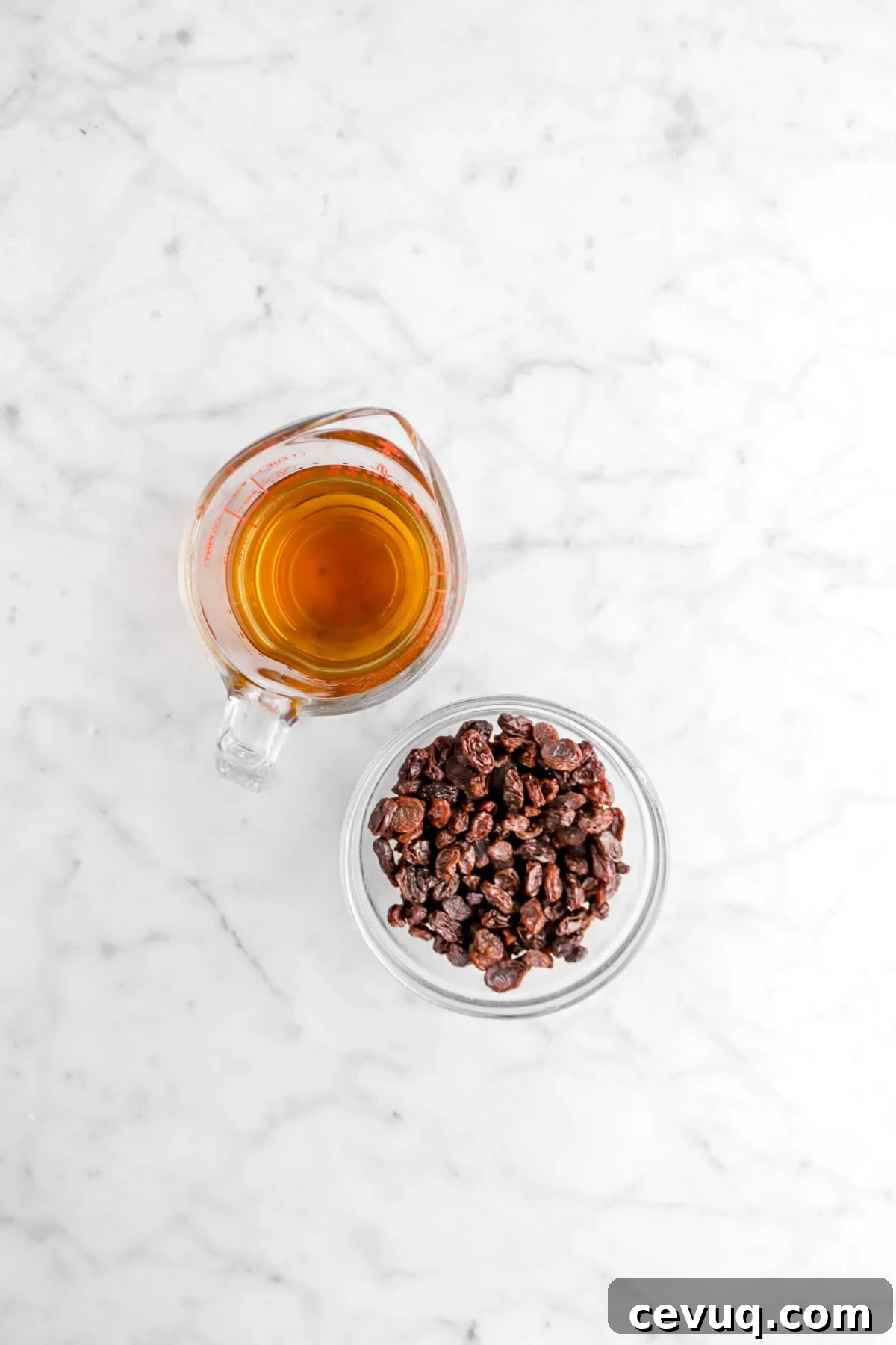 rum and raisins on marble counter