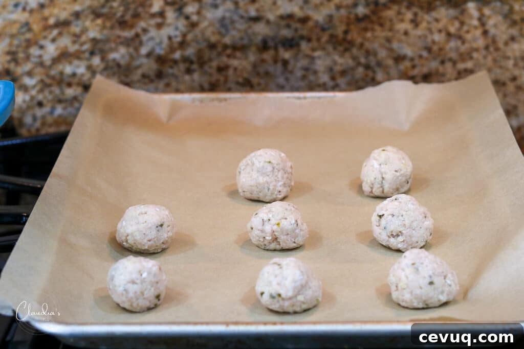 forming meatballs for baking