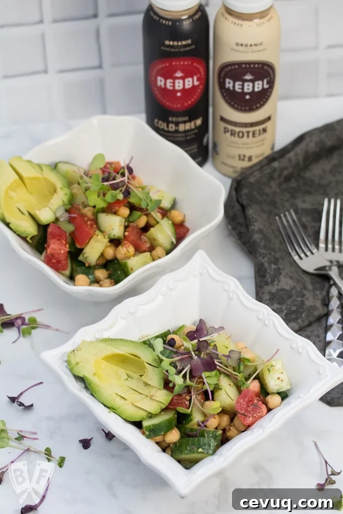 Lemon-Dill Chickpea Salad with Fresh Herb Vinaigrette 5 Quick Chickpea Salad with Lemon-Dill Vinaigrette: This quick, hearty make-ahead salad is perfect for lunch on-the-go or as a fresh, flavorful last minute addition to any meal. #REBBLTribe #ad