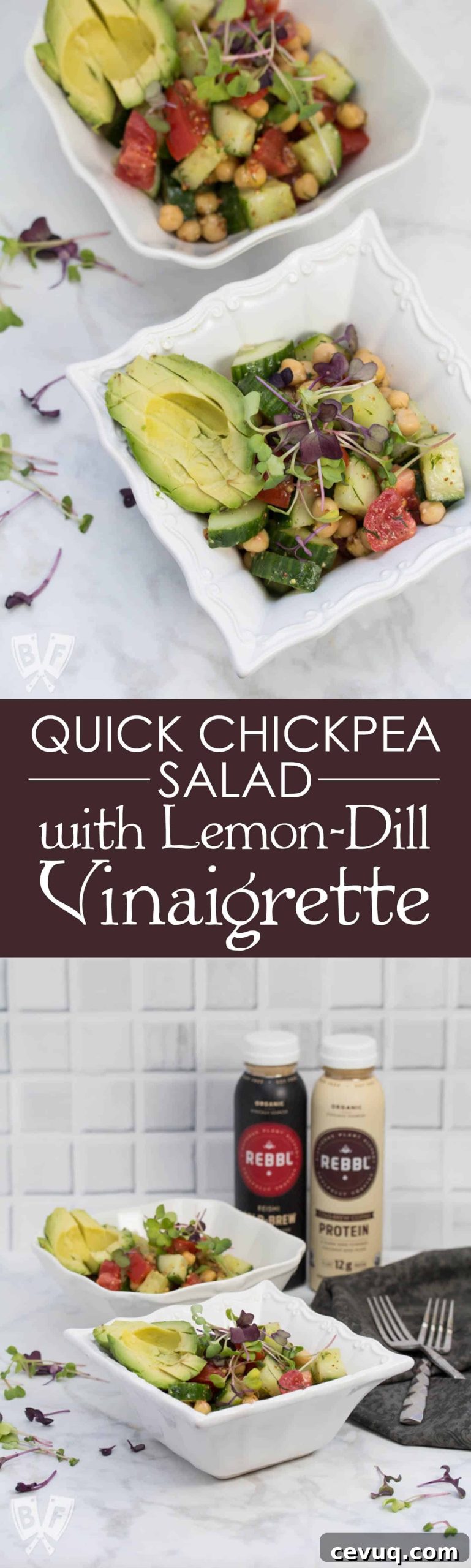 Lemon-Dill Chickpea Salad with Fresh Herb Vinaigrette 9 Quick Chickpea Salad with Lemon-Dill Vinaigrette: This quick, hearty make-ahead salad is perfect for lunch on-the-go or as a fresh, flavorful last minute addition to any meal. #REBBLTribe #ad