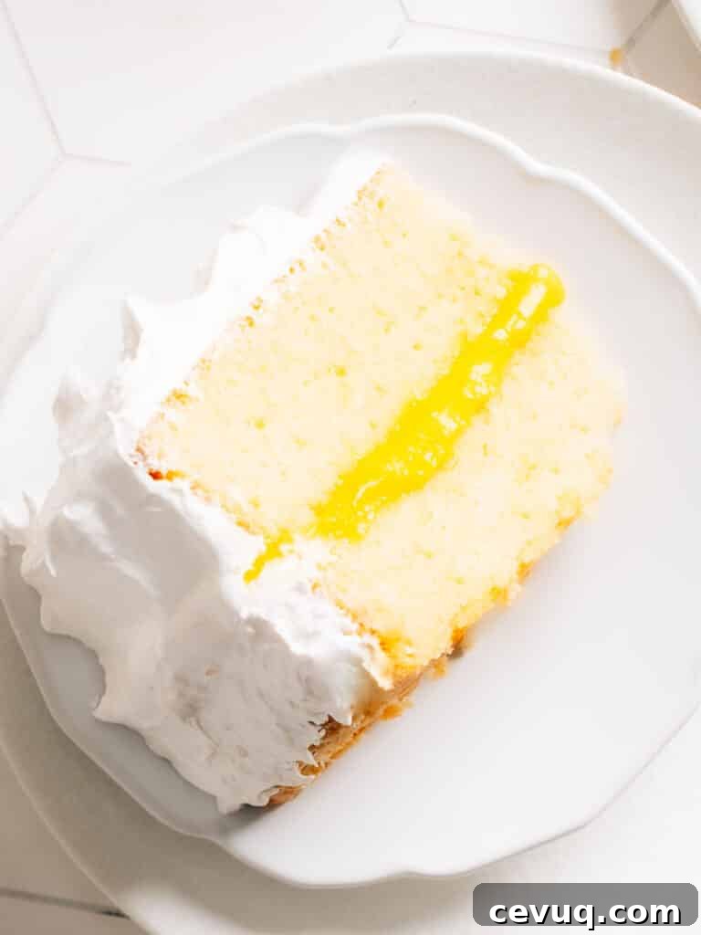 A slice of lemon curd cake.