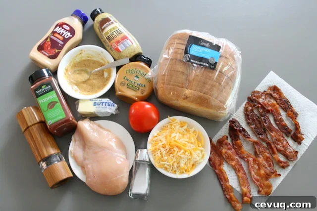 Ingredients for chipotle chicken panini