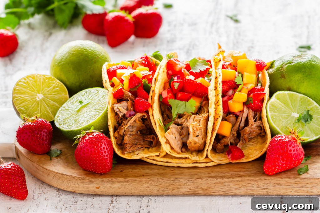 easy instant pot pork tacos with fruit salsa