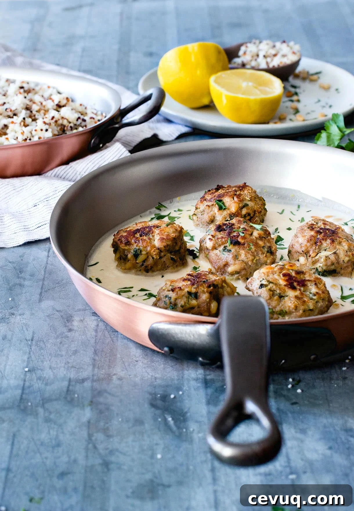 Lemon Cardamom Meatballs with Garlic Tahini Sauce by Heartbeet Kitchen // 30 Zesty & Bright Savory Lemon Recipes // FoodNouveau.com