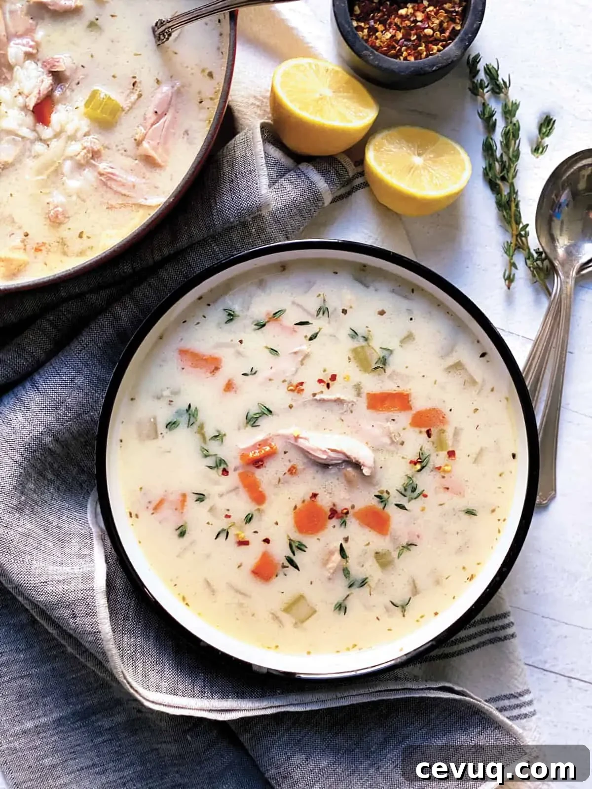 Greek Lemon Chicken Soup (Kotopoulo Soupa Avgolemono) by The Greek Foodie // 30 Zesty & Bright Savory Lemon Recipes // FoodNouveau.com