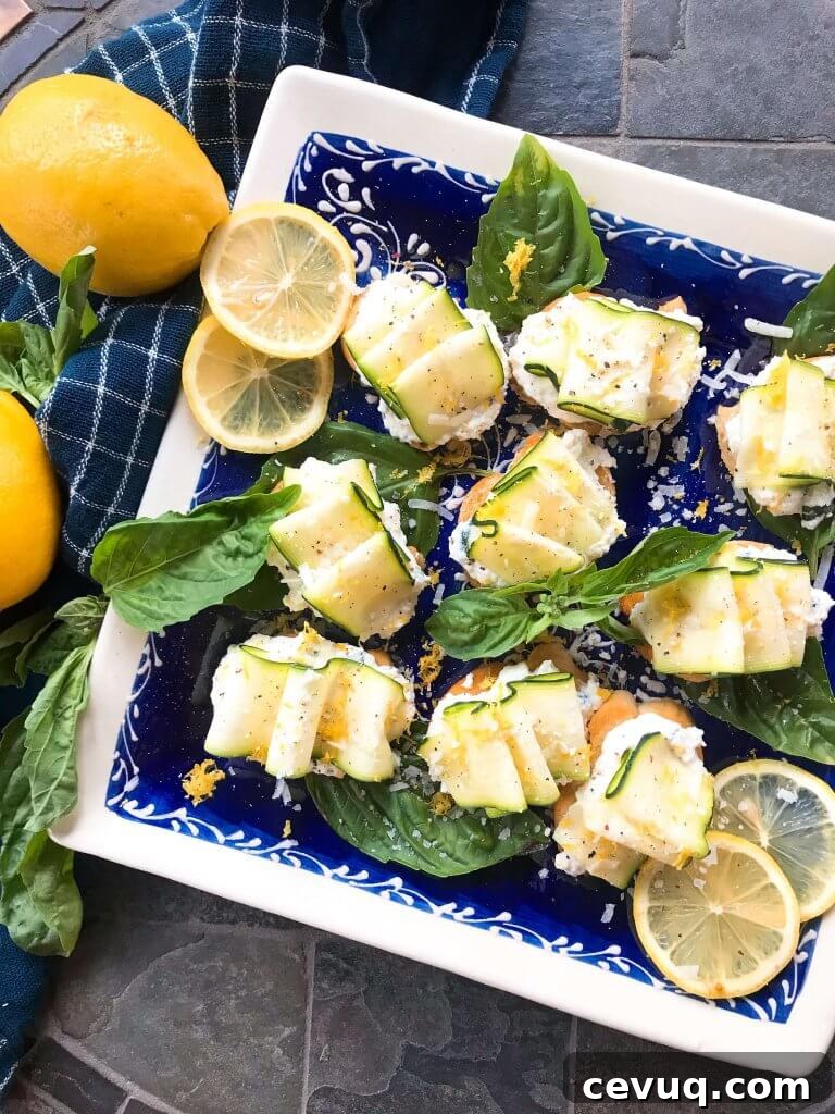 Zucchini Lemon Ricotta Crostini by Three Olives Branch // FoodNouveau.com