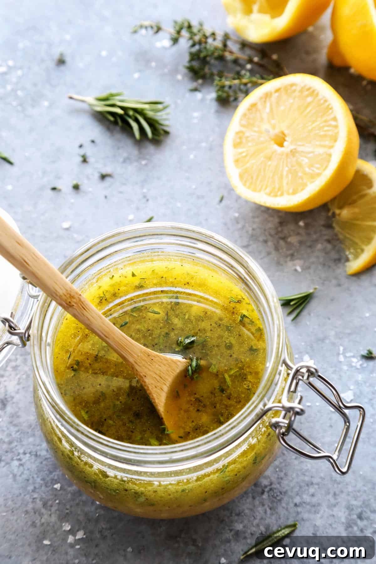 Herby Lemon Vinaigrette by A Farmgirl's Dabbles // 30 Zesty & Bright Savory Lemon Recipes // FoodNouveau.com