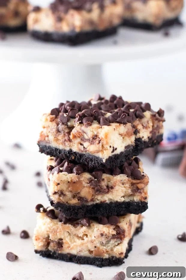 Snickers Caramel Cheesecake Bars | cakenknife.com