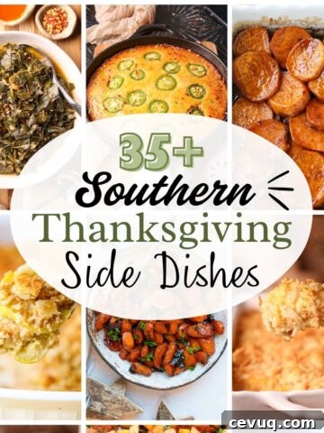 A collage of photos of southern Thanksgiving, side dishes.