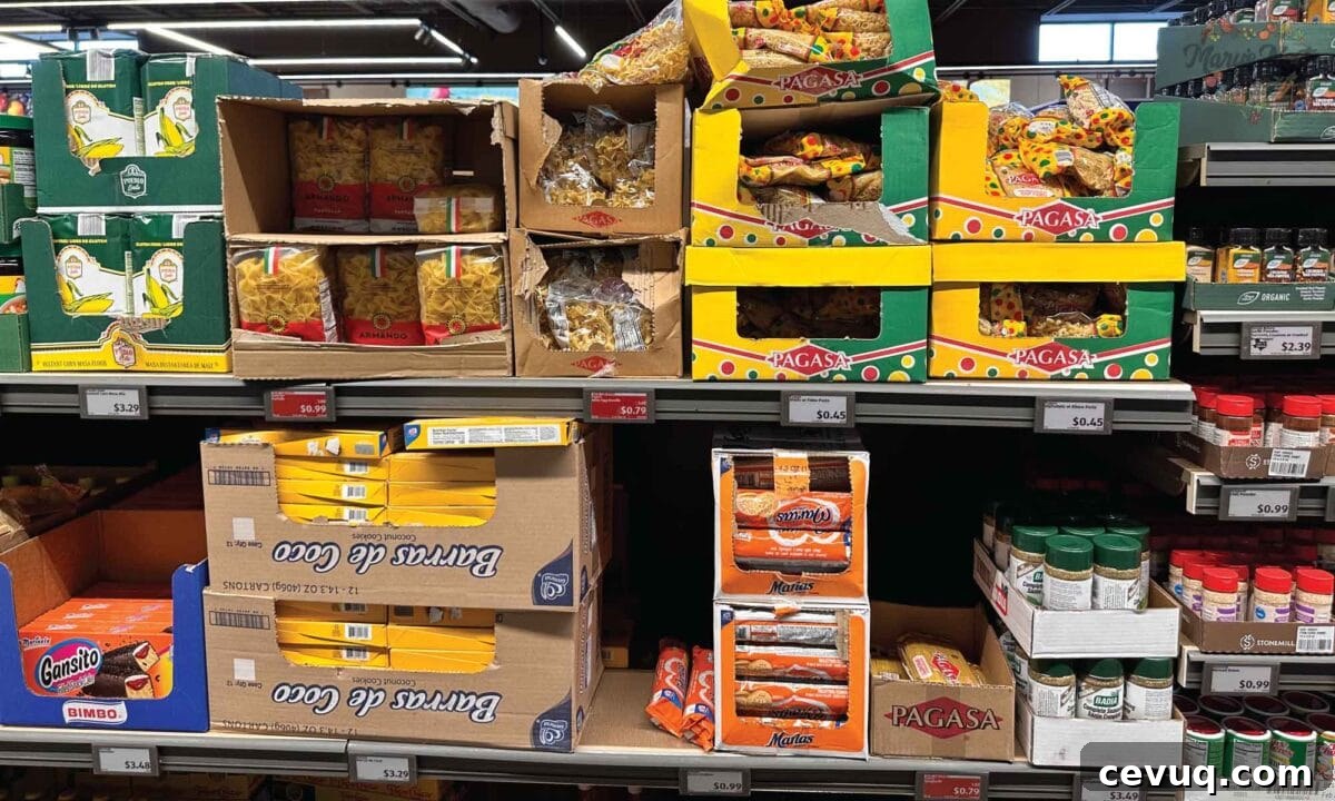 Showing shelves of pasta at Aldi.