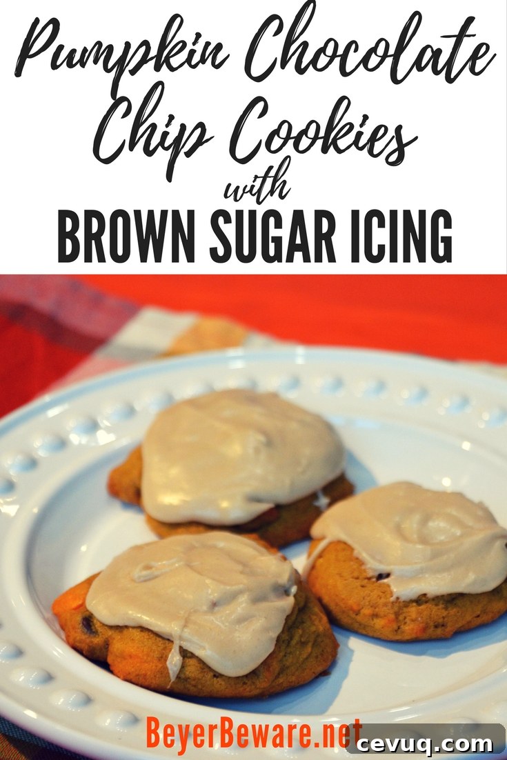 This pumpkin chocolate chip cookies with brown sugar icing recipe take an All-American favorite up a notch with real pumpkin and rich brown sugar frosting.