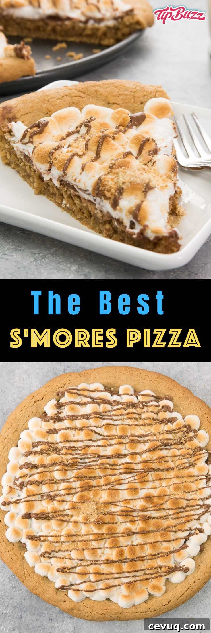 S'mores Dessert Pizza Recipe: Gooey Chocolate and Marshmallow Pie 6 This S'mores Pizza has a homemade crust that's topped with graham cracker crumbs, marshmallows and melted chocolate. It's a decadent dessert that's easy to make and guaranteed to satisfy your s'mores cravings! #SmoresPizza #SmoresPie #SmoresDessert