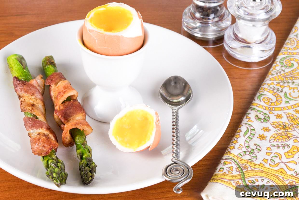Soft-Boiled Eggs with Bacon-Wrapped Asparagus Soldiers