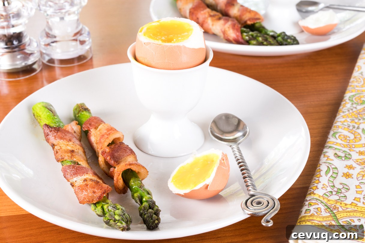 Soft Boiled Eggs with Bacon-Wrapped Asparagus Soldiers