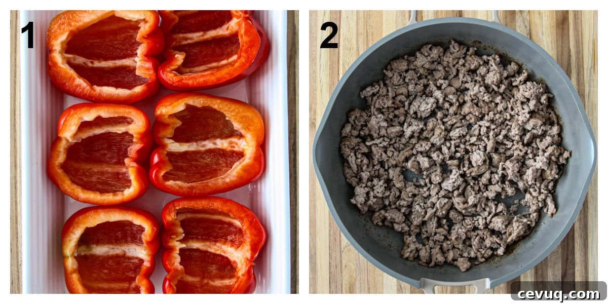 Steps one and two of the recipe process.