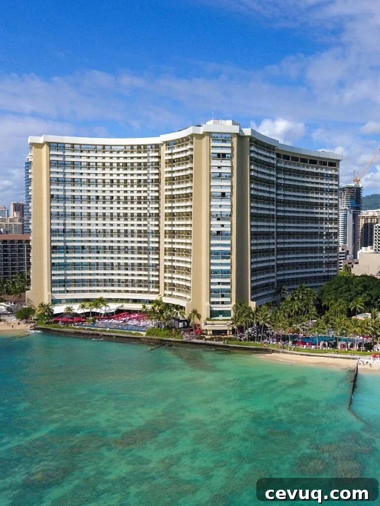 The Sheraton Waikiki large hotel building on Waikīkī Beach