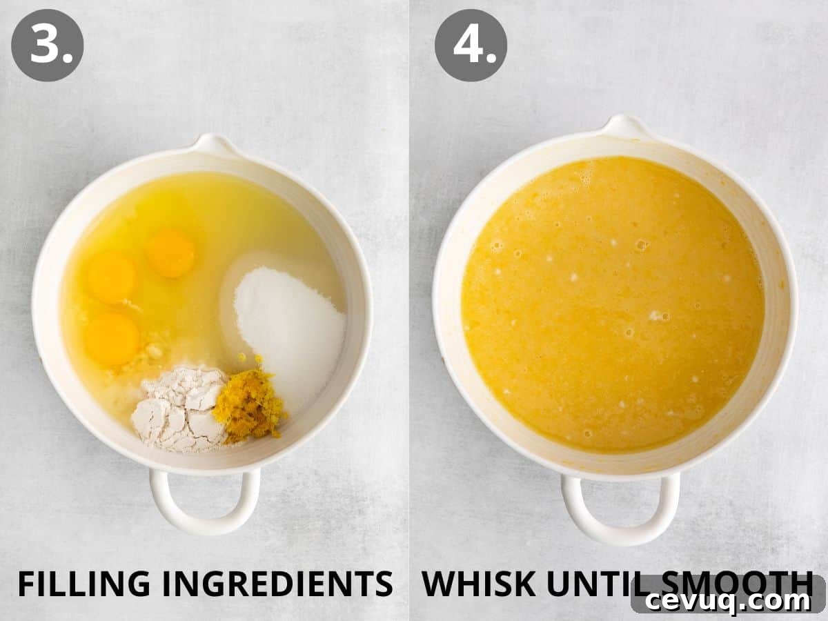 steps 3 and 4 add and whisk filling ingredients until smooth.