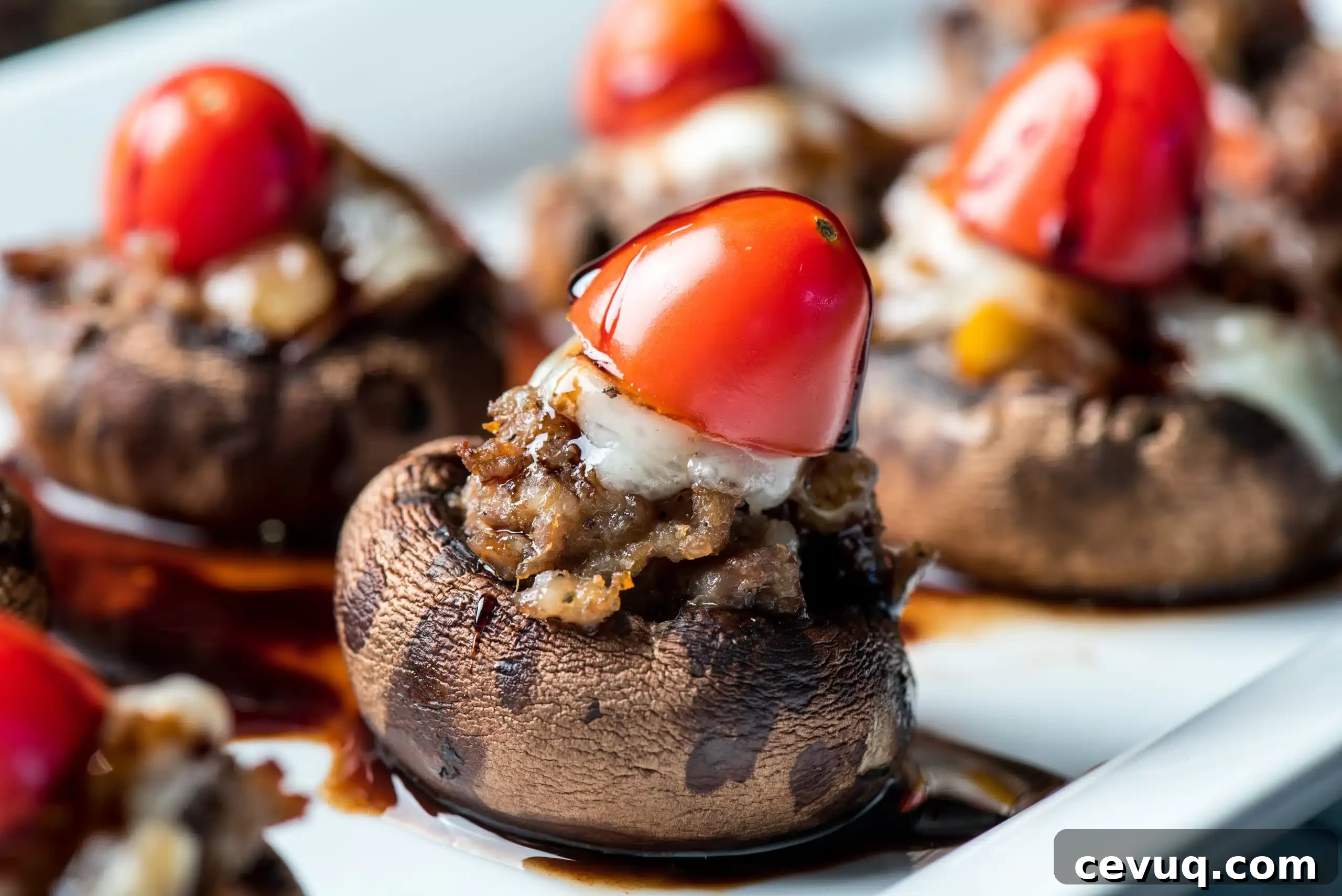 Sausage Stuffed Baby Portobello with Manchego