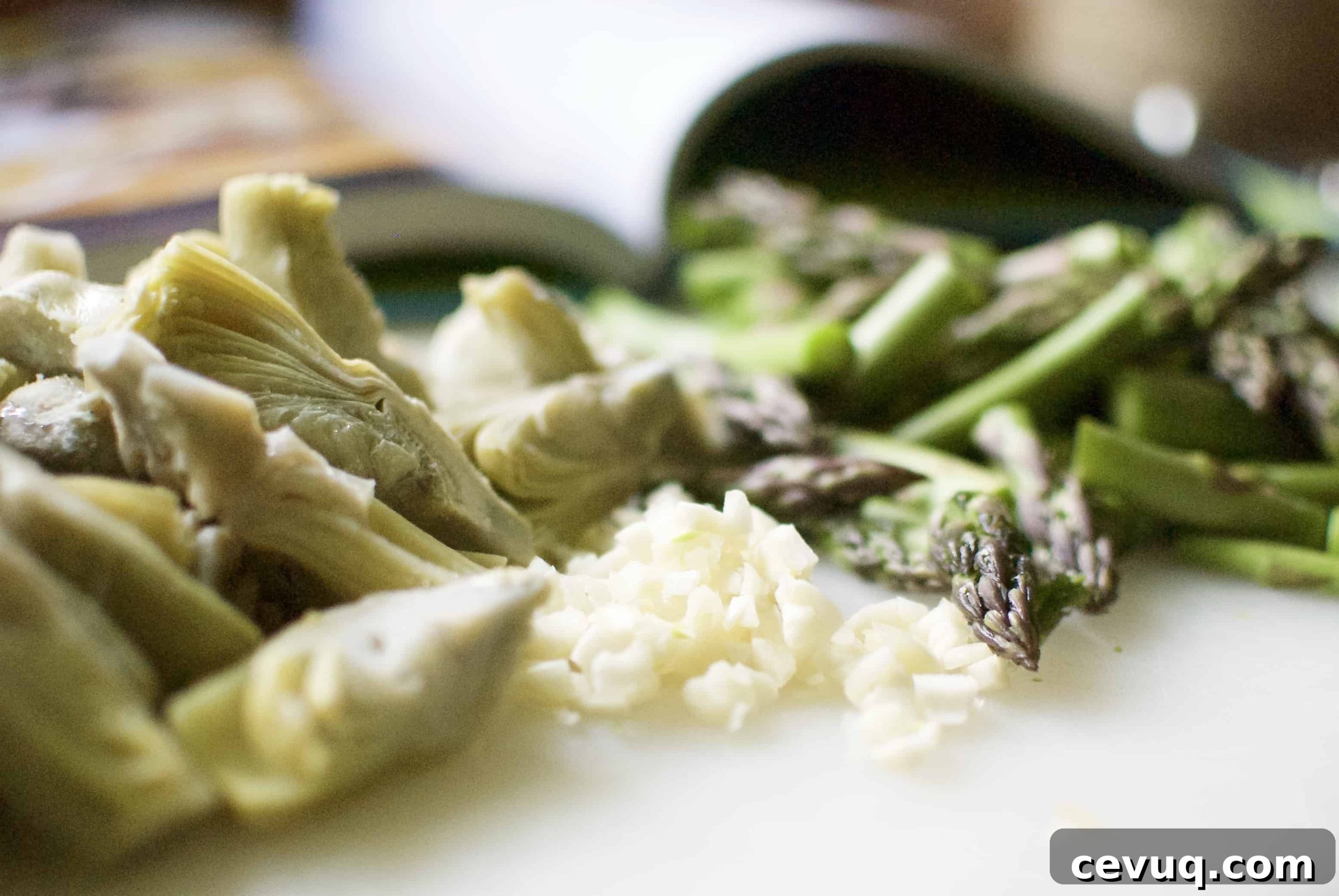 rigatoni with sausage, artichokes & asparagus
