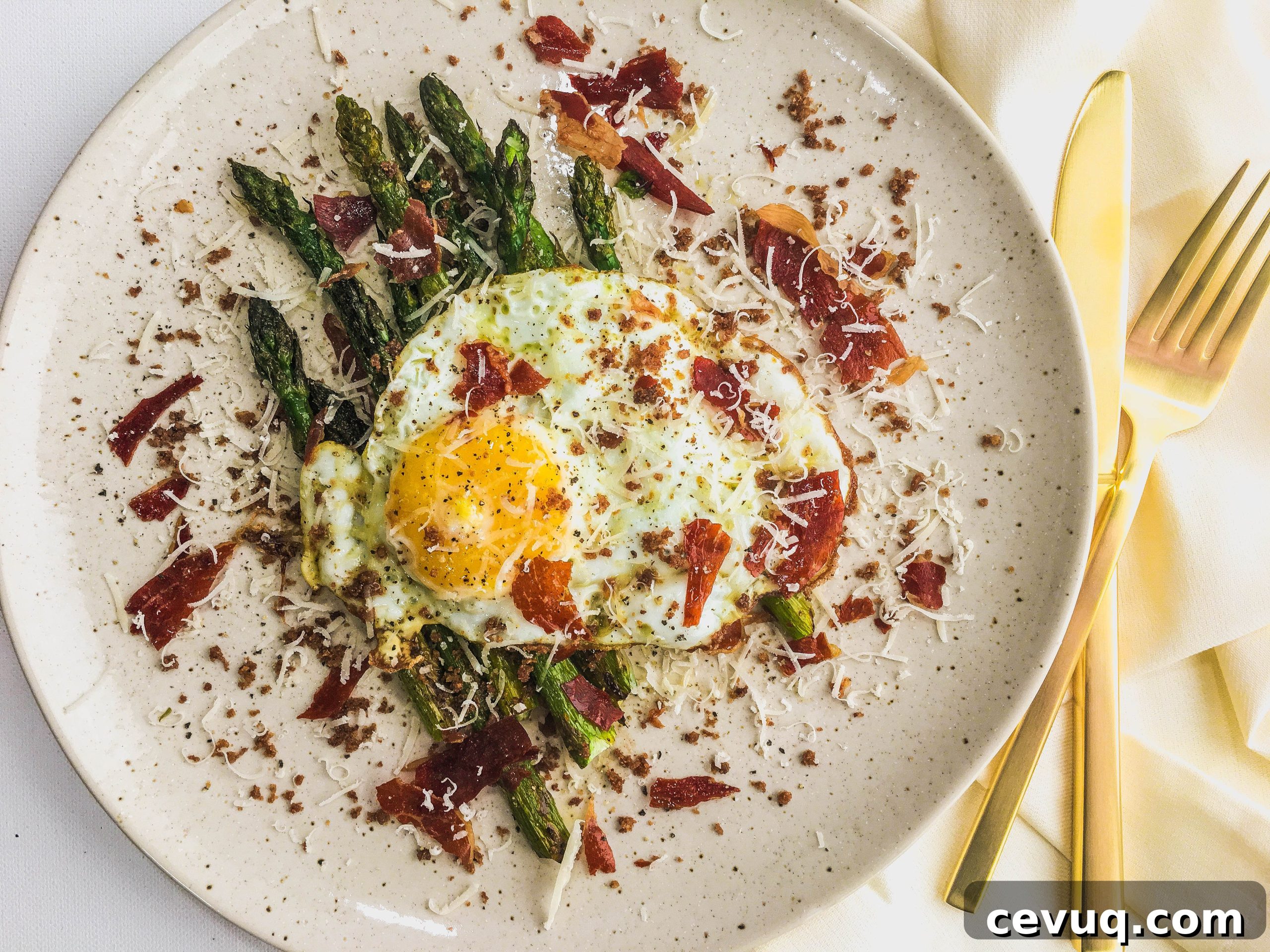 Asparagus with Olive Oil-Fried Egg, Brown Butter Breadcrumbs and Crispy Prosciutto.jpg