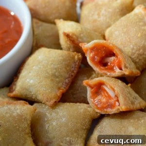 a stack of crispy pizza rolls