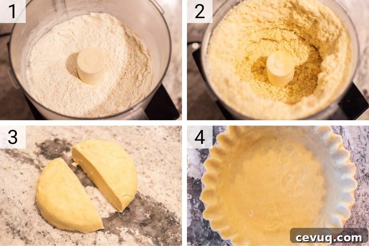process shots of making pie dough