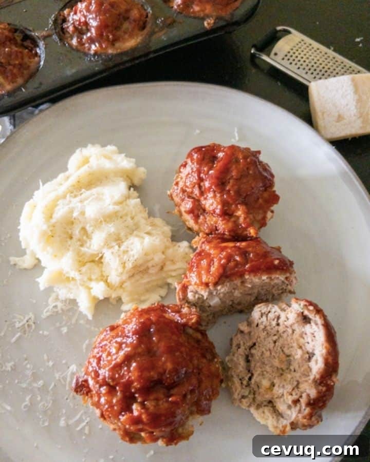 turkey meatloaf muffins on a plate with side of mashed potatoes