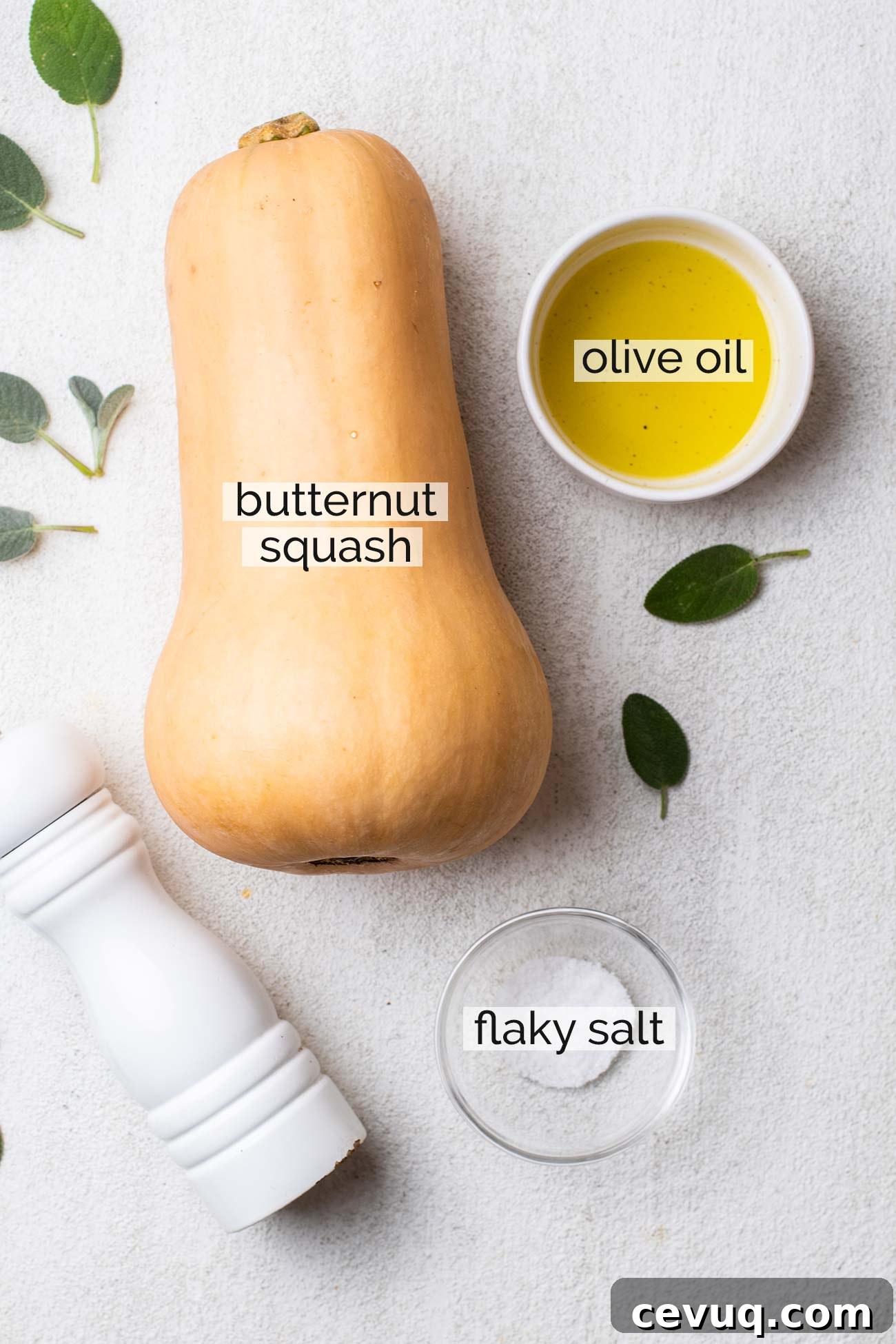The ingredients needed to make air fryer butternut squash.