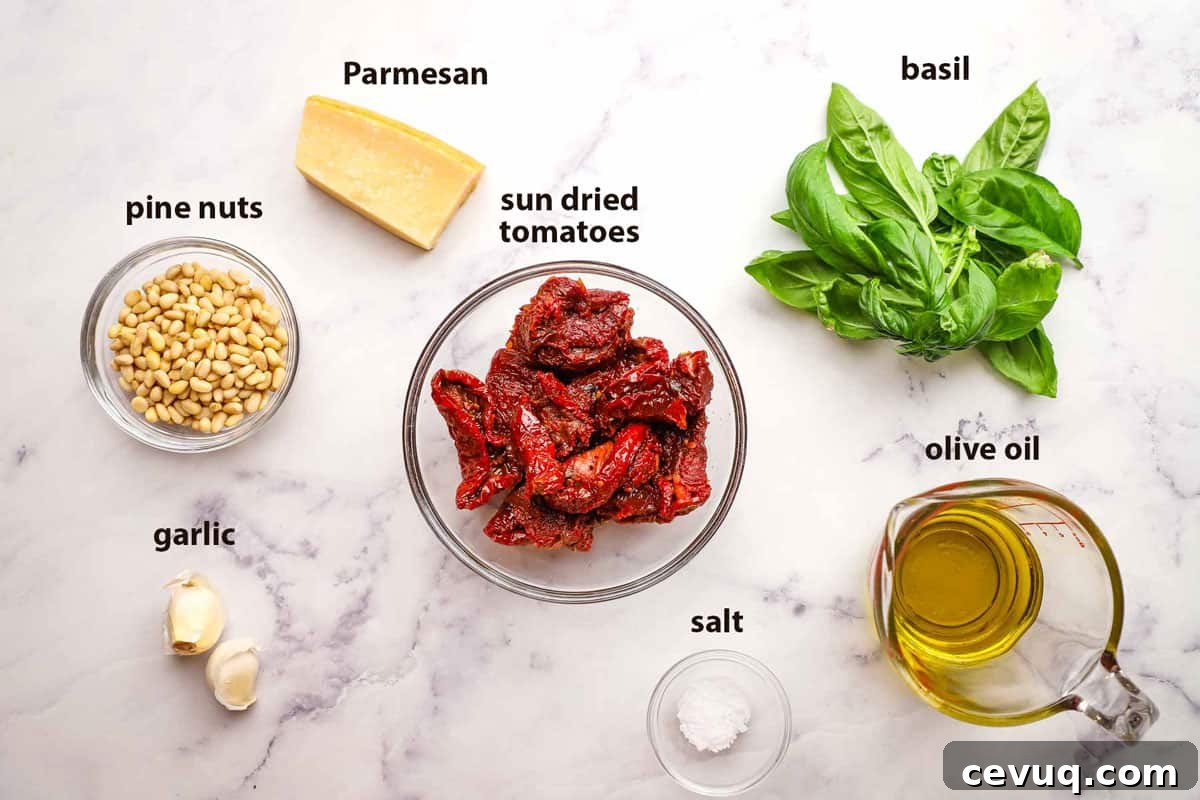 ingredients to make sun dried tomato pesto