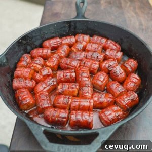 A skillet full of rattlesnake hot dog bites