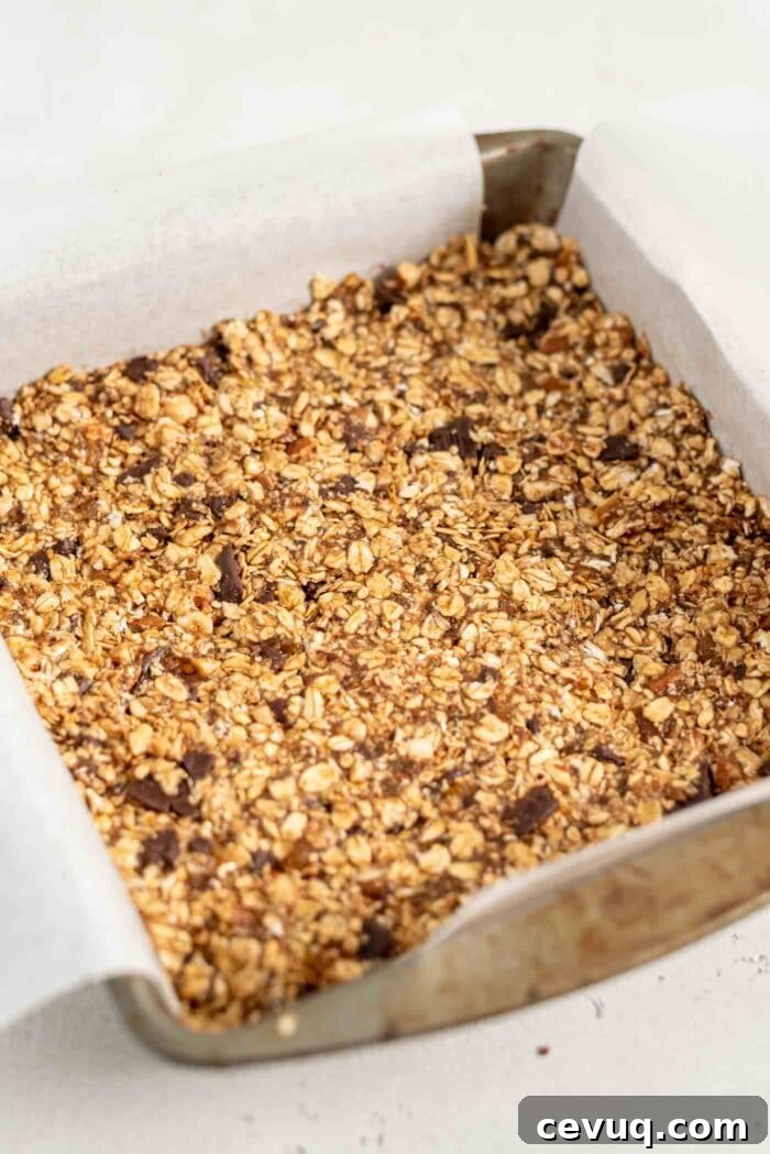 A loaf pan of granola bars.
