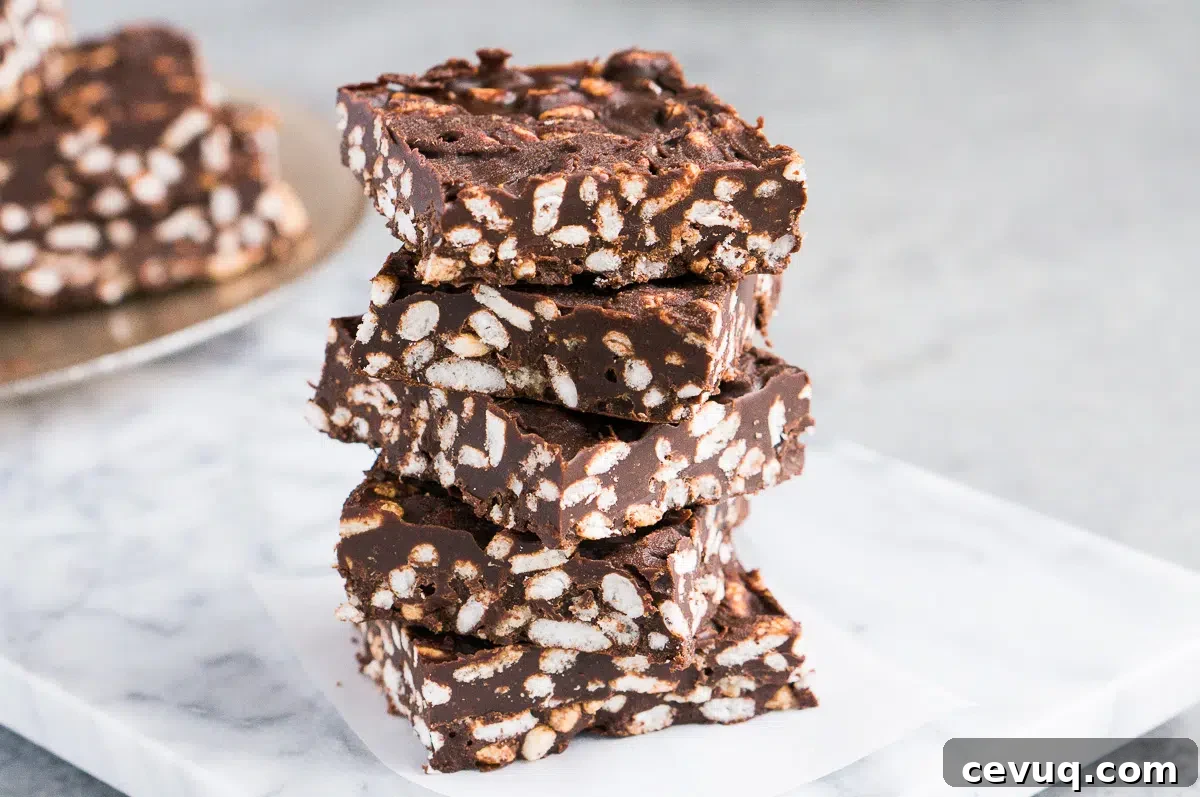 chocolate crunch bars on a board
