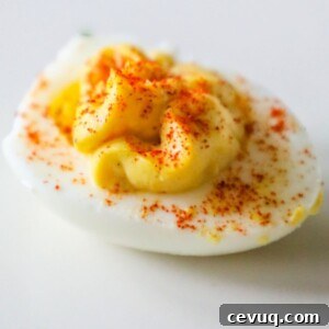 deviled egg seasoned with paprika