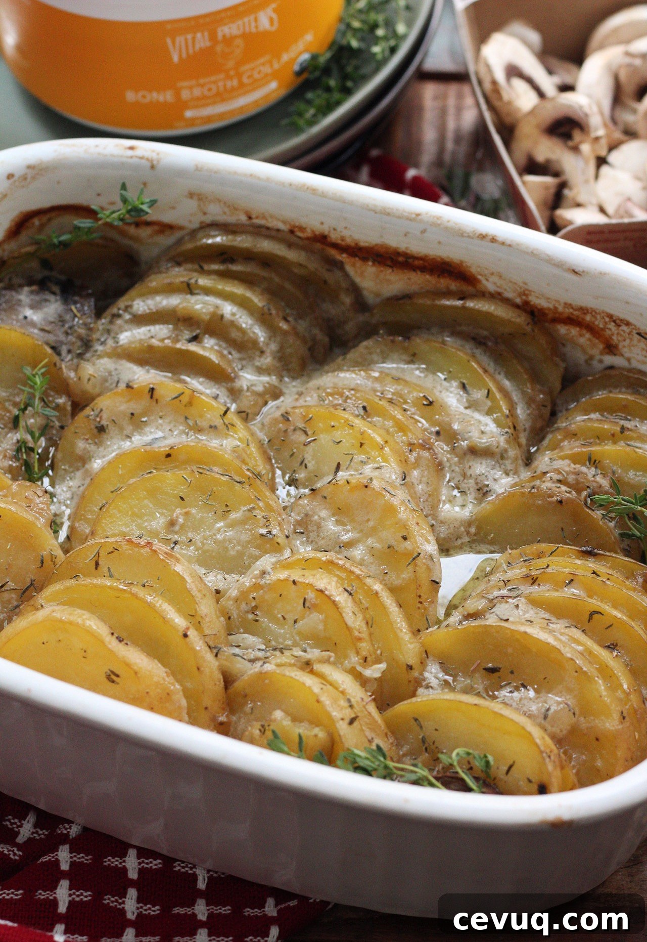 Scalloped Potatoes with Mushrooms & Rosemary — Paleo Whole30 Dairy-Free 4 paleo scalloped potatoes