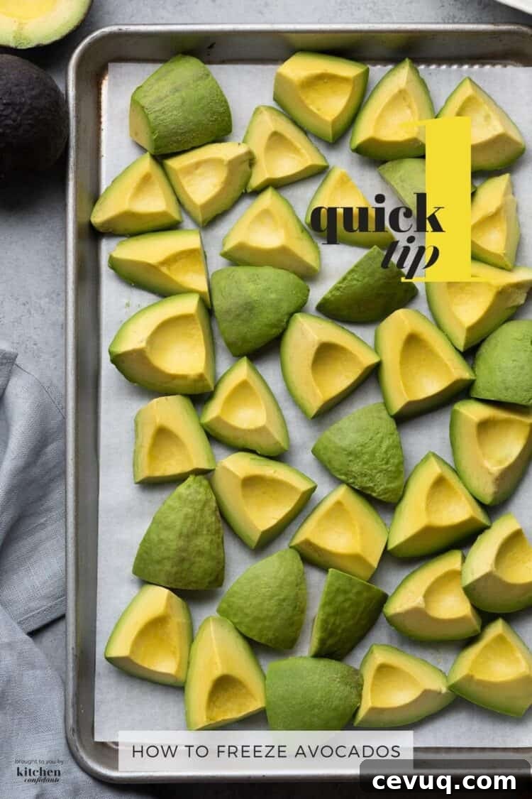 How to Freeze Avocados Properly for Smooth, Long-Lasting Storage 3 Avocados peeled and quartered on a baking sheet, and tips on how to freeze avocados.