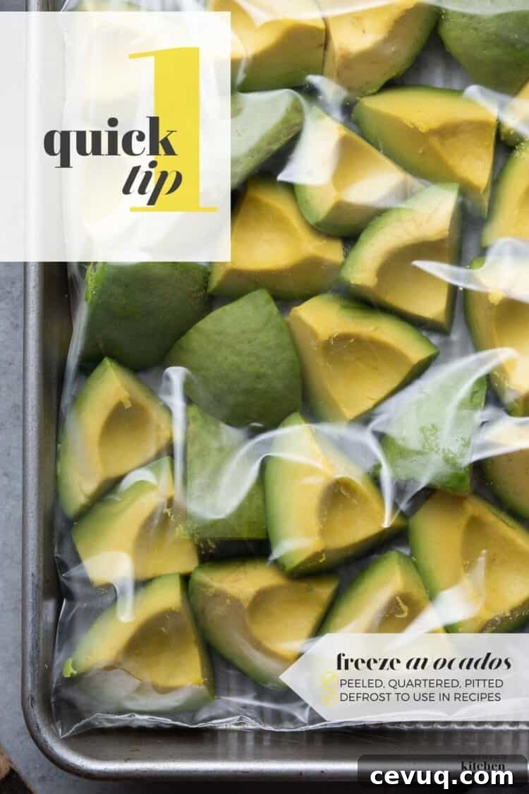 How to Freeze Avocados Properly for Smooth, Long-Lasting Storage 4 Peeled and quartered avocados in a freezer bag,and tips on how to freeze avocados.