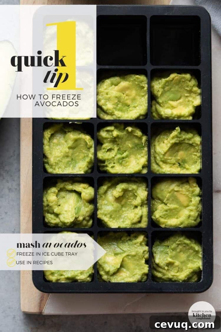 How to Freeze Avocados Properly for Smooth, Long-Lasting Storage 5 Mashed avocados in an ice cube tray, and tips on how to freeze avocados.