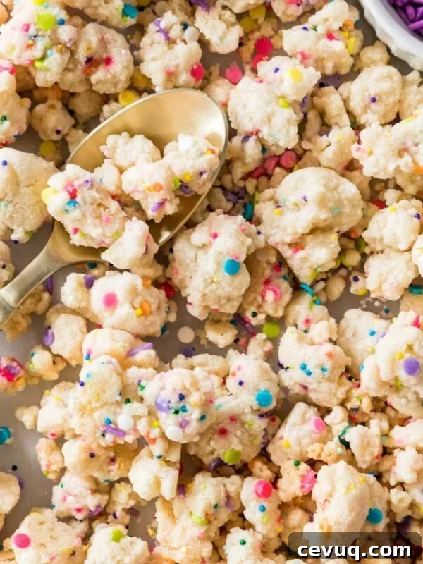 close-up view of scattered confetti crumbs