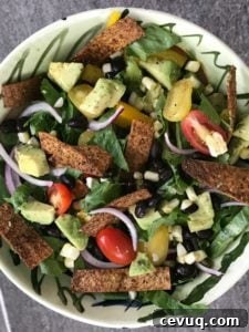 Baked Tortilla Strips on a tasty and healthy taco salad