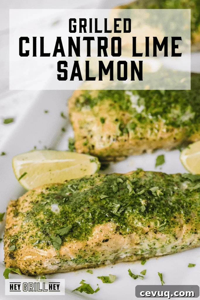 Three whole grilled cilantro lime salmon fillets on a white plate