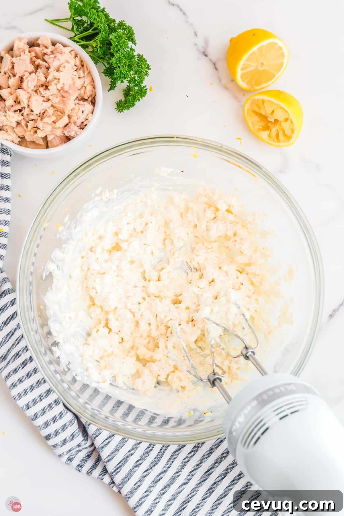 canned tuna and onion powder in an easy dip recipe