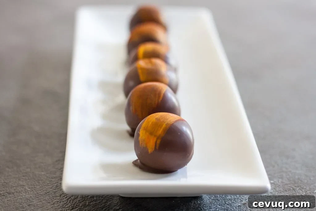 Wild Orange Essential Oil Truffles - A beautiful edible gift idea, or elegant favor, these truffles are great for essential oil lovers! * GoodieGodmother.com