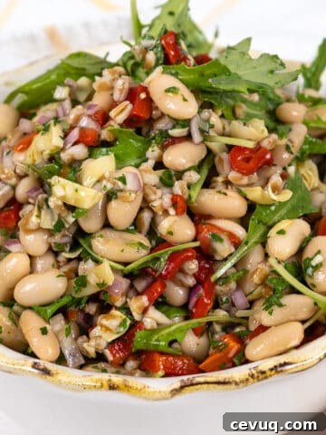 summer farro salad with Italian white beans